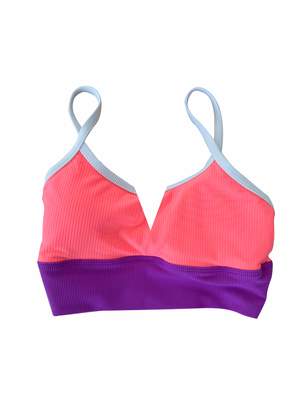 Seabrook Skinny Top- Neon Coral/Purple