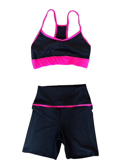 Maui Short Bottoms- Black/Neon Pink