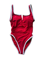 Ocean Isle V Cut One Piece- Red
