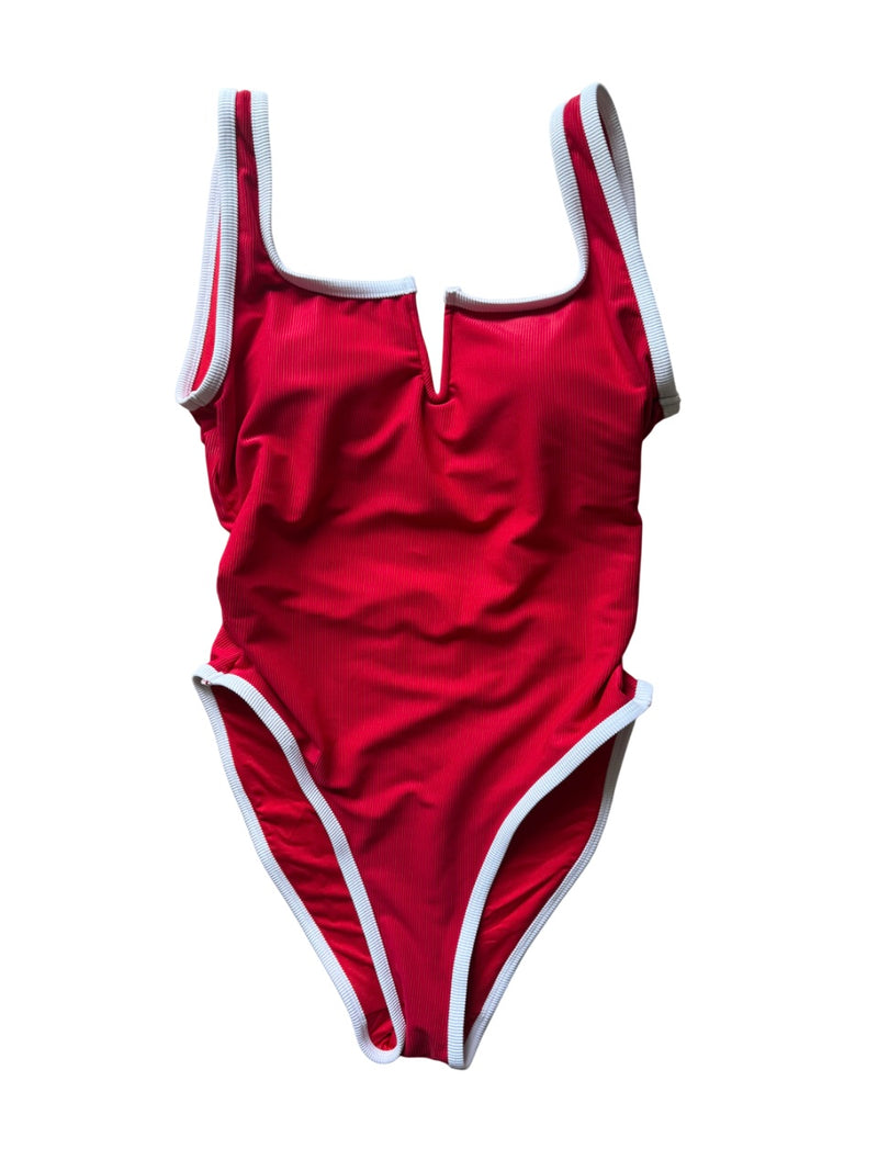 Ocean Isle V Cut One Piece- Red