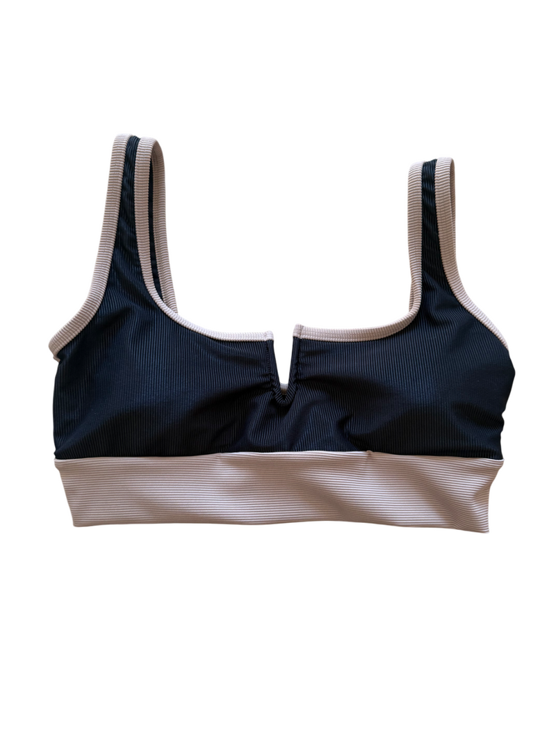 Kiawah V CUT Top- Hot Chocolate (tan trim)