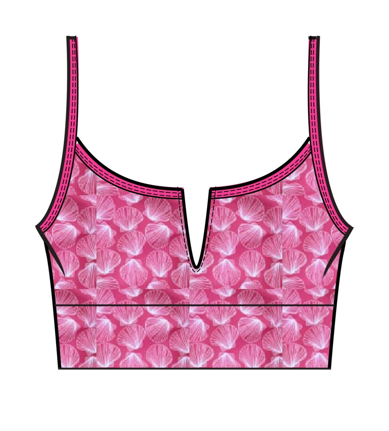 Seabrook Skinny V-CUT Top - Bombshell Guava