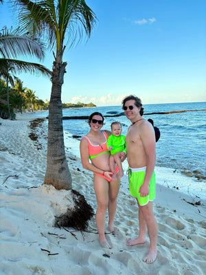 Mens Sunset Beach Boardshorts- Short Version- Lime