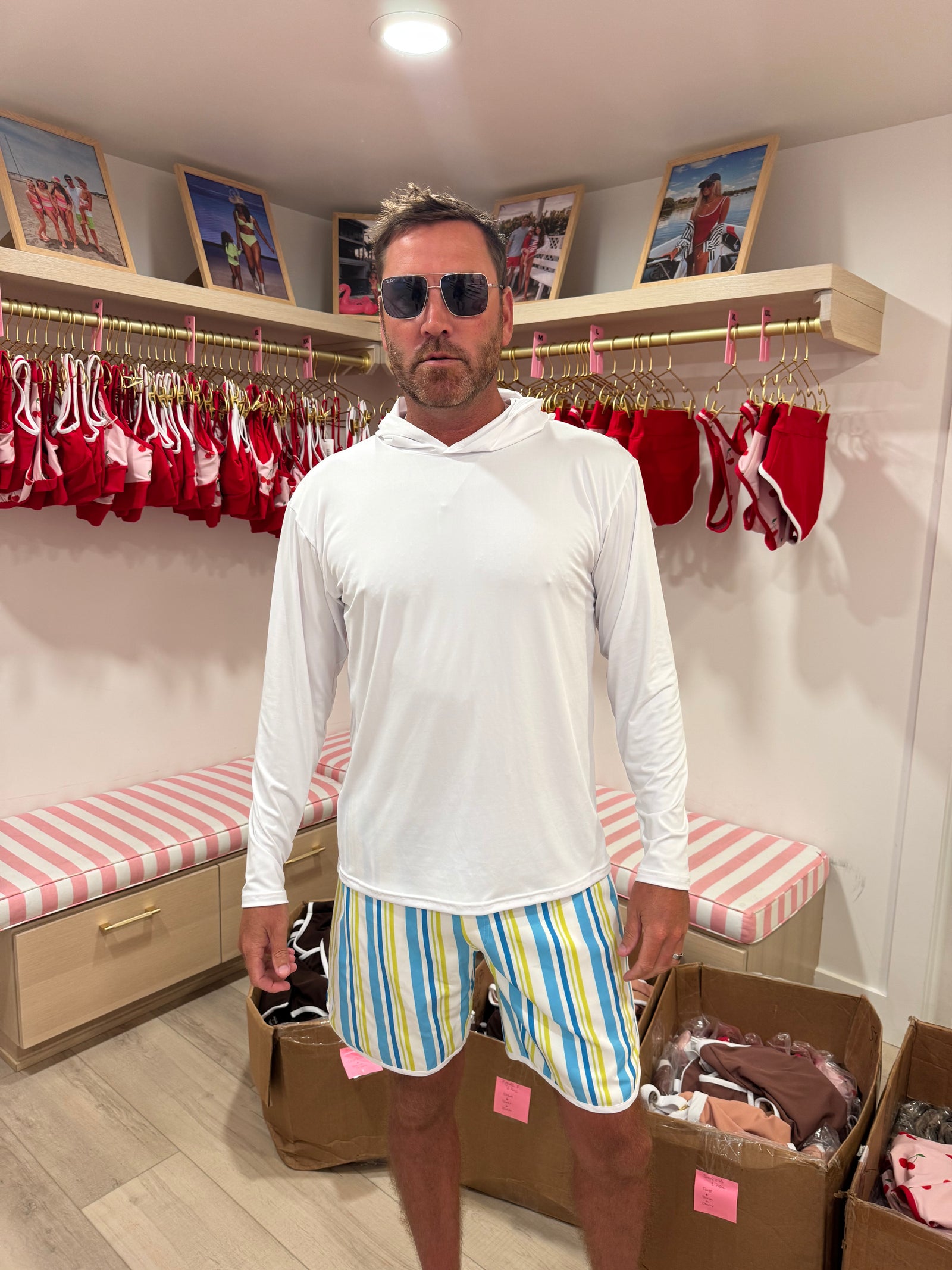 Lainsnow X The Last Mango- Men’s Sunset Beach Broadshorts - Blue Heaven Stripes