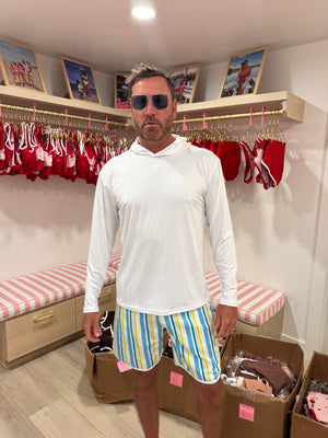 Lainsnow X The Last Mango- Men’s Sunset Beach Broadshorts - Blue Heaven Stripes