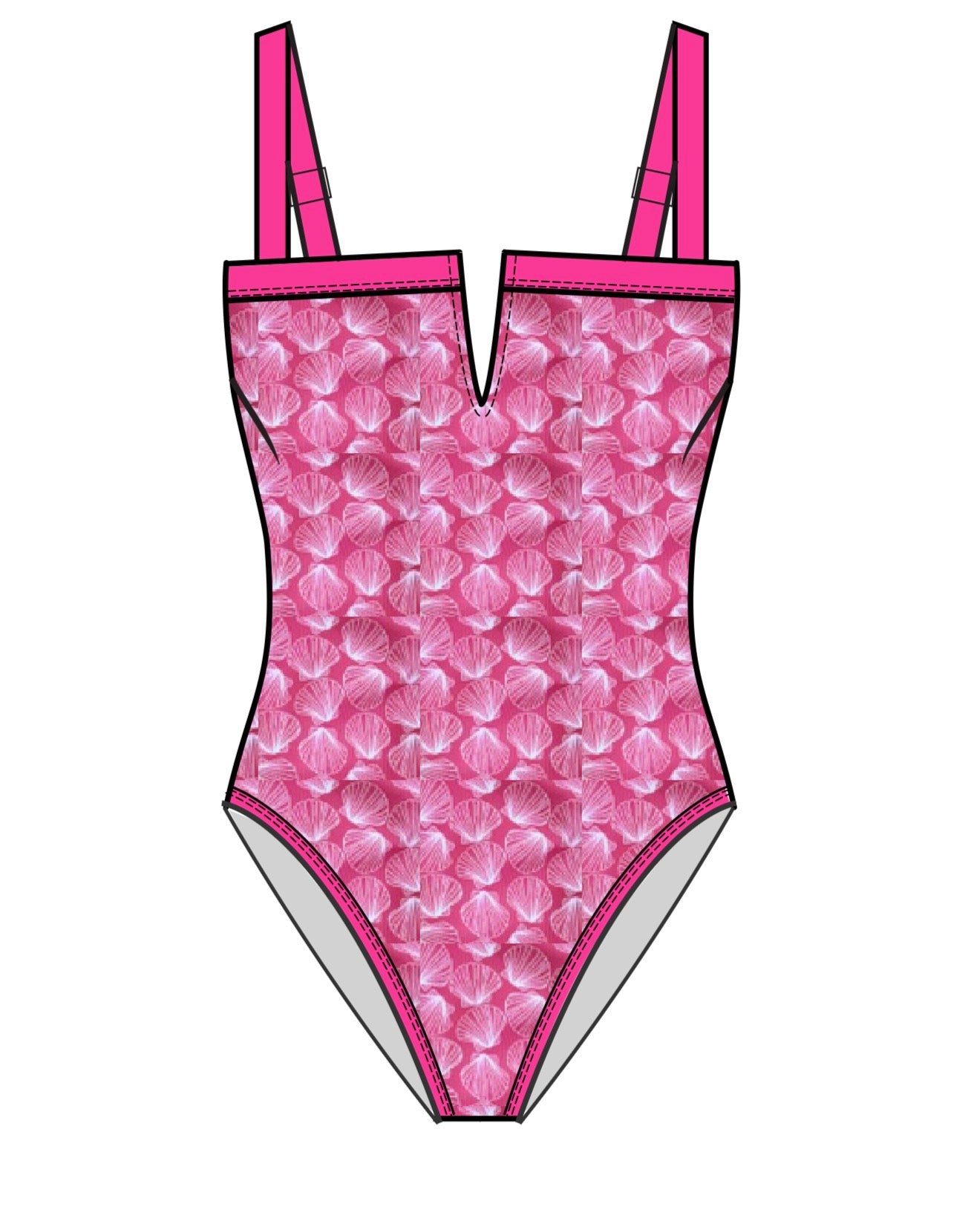Baywatch V-CUT One Piece - Bombshell Guava