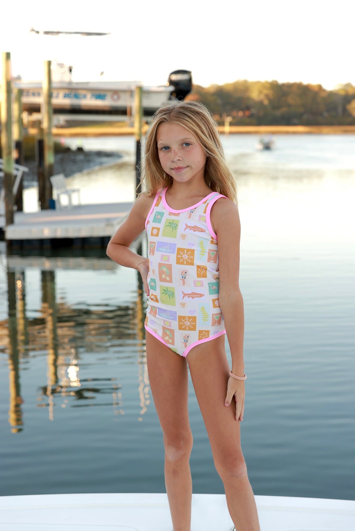 Lainsnow X The Last Mango: Mini Charleston One Piece- Postcards from Paradise
