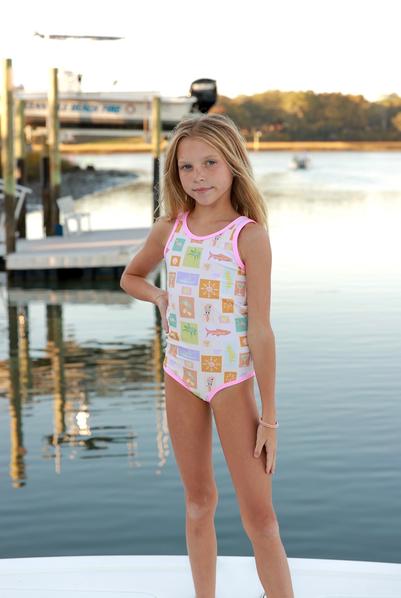 Lainsnow X The Last Mango: Mini Charleston One Piece- Postcards from Paradise