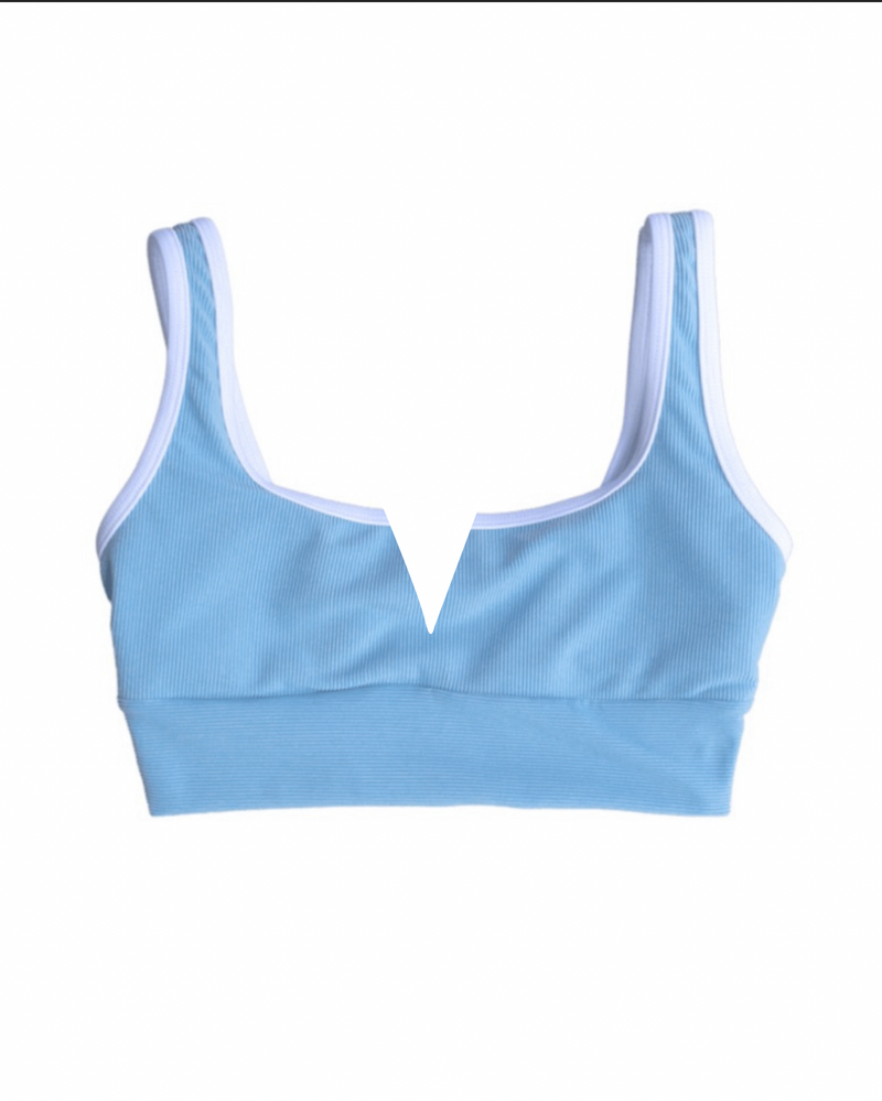 PREORDERS CLOSED-Kiawah top V cut- Carolina Blue