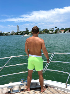 Mens Sunset Beach Boardshorts- Short Version- Lime