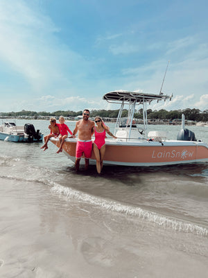 Mens Sunset Beach Boardshorts- Dragonfruit