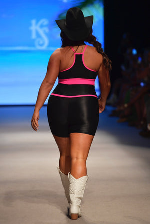 Maui Short Bottoms- Black/Neon Pink