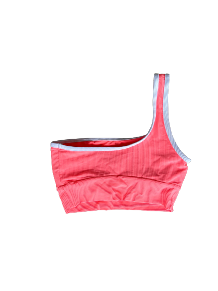 One Shoulder Top- Neon Coral