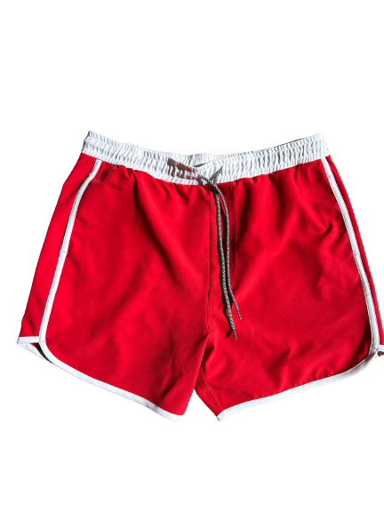 Mens Sunset Beach Boardshorts-- Red- Short Version