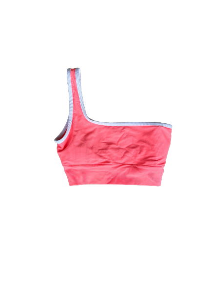 One Shoulder Top- Neon Coral