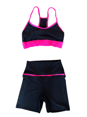 Maui Short Bottoms- Black/Neon Pink