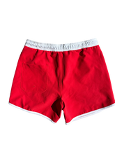 Load image into Gallery viewer, Mens Sunset Beach Boardshorts-- Red- Short Version
