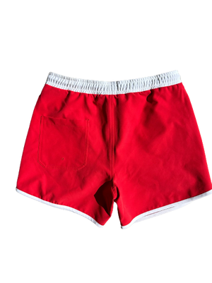 Mens Sunset Beach Boardshorts-- Red- Short Version