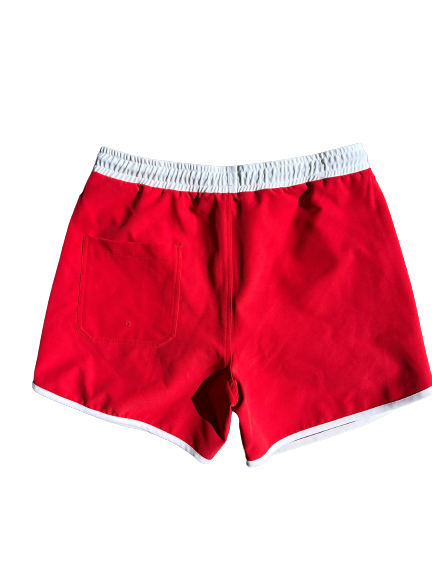Mens Sunset Beach Boardshorts-- Red- Short Version
