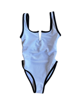 PREORDERS CLOSED- Ocean Isle One Piece- V Neck- White/Black