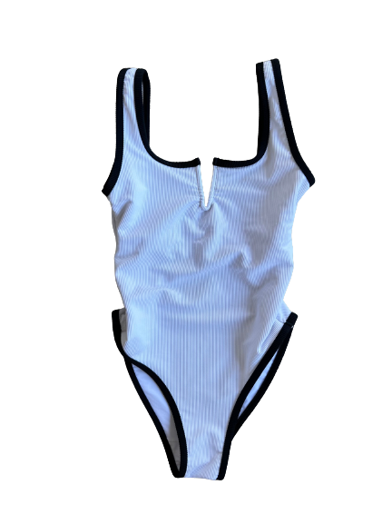 PREORDERS CLOSED- Ocean Isle One Piece- V Neck- White/Black