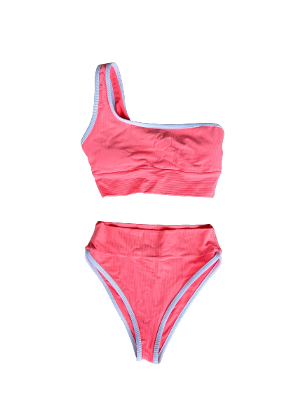 One Shoulder Top- Neon Coral