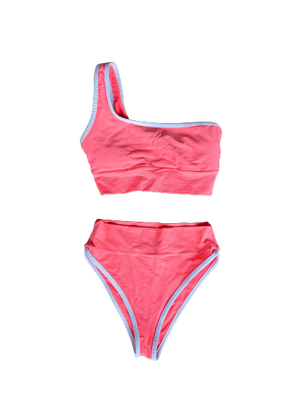 One Shoulder Top- Neon Coral