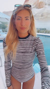 Resort Rashguard Top- Black Stripe