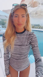 Resort Rashguard Top- Black Stripe
