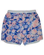 Mens Sunset Beach Board Shorts- Tiare Hawaii Blue Montage Floral (7126820290743)