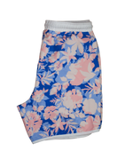 Mens Sunset Beach Board Shorts- Tiare Hawaii Blue Montage Floral (7126820290743)