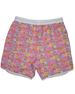 Mens Sunset Beach Boardshorts- Tiare Hawaii Palm Floral (7126819406007)