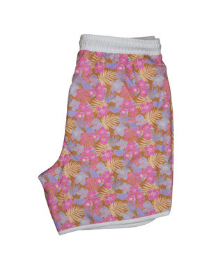 Mens Sunset Beach Boardshorts- Tiare Hawaii Palm Floral (7126819406007)