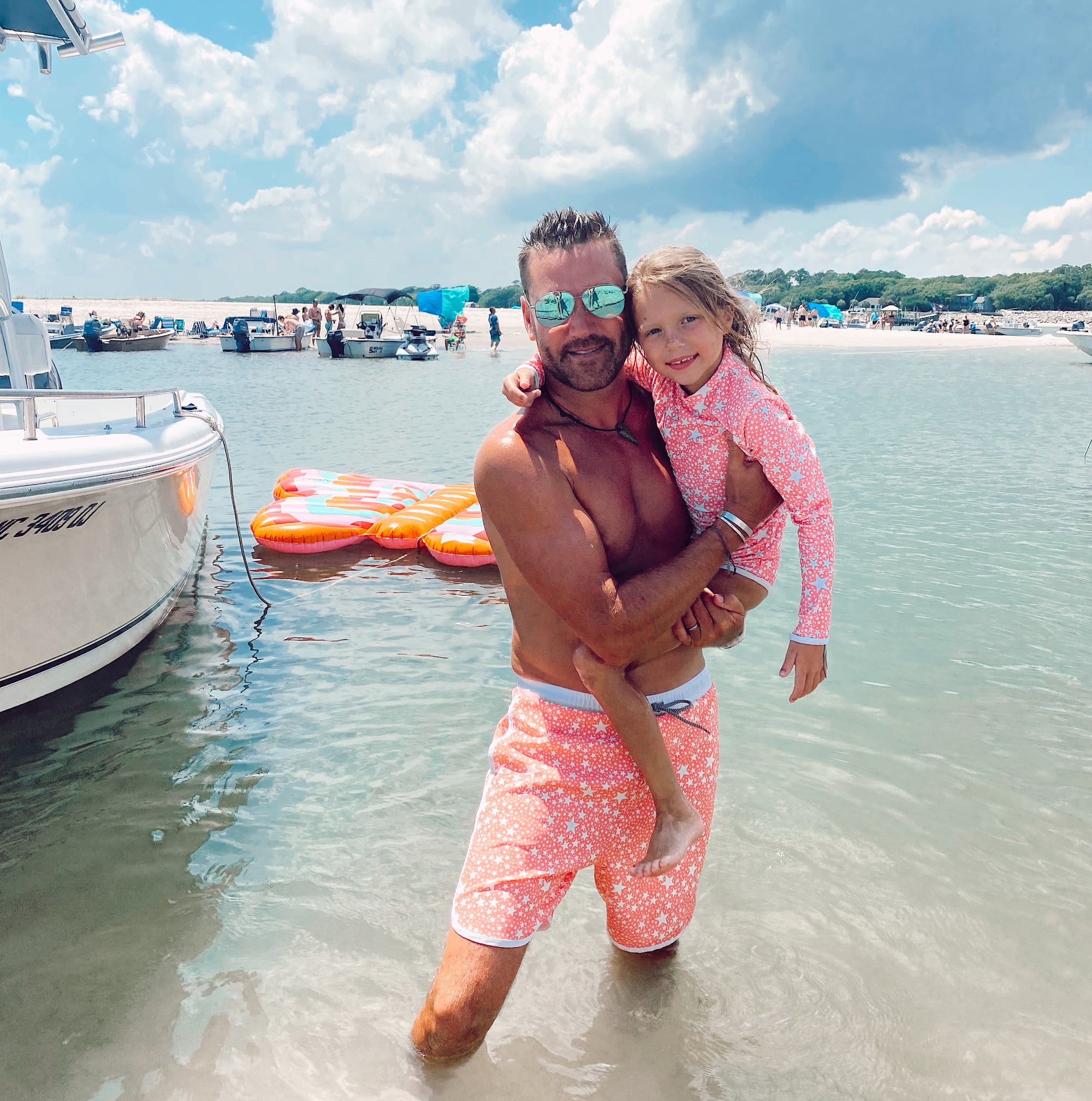 Mens Sunset Beach Boardshorts- Coral Stars X Tiare Hawaii (7148611993783)