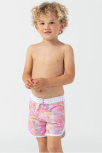 Load image into Gallery viewer, Mini Ro Trunks- Palm Floral/Violet Tiare Hawaii X LainSnow (7113360113847)
