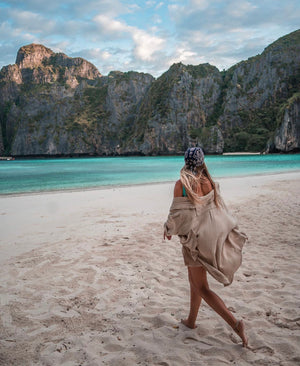 Seaside Gauze Coverup- Biscuit